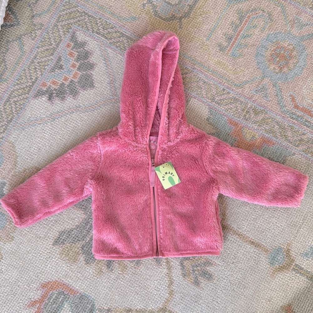 Pink Fuzzy Jacket NWT Primary 6-12 months